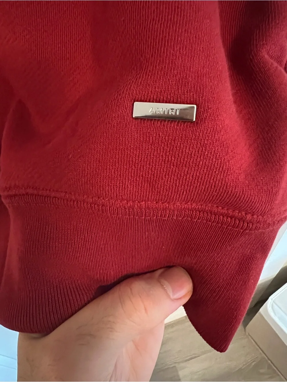 AMIRI Red Graphic Crewneck Sweatshirt with Sleeve Hearts